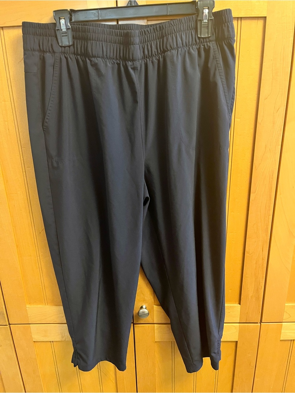 T by Talbots Blue Performance Elastic-Waist Cropped Pants Large Petite